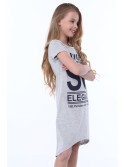 Girls\' dress with inscriptions, light gray NDZ8247 - Online store - Boutique